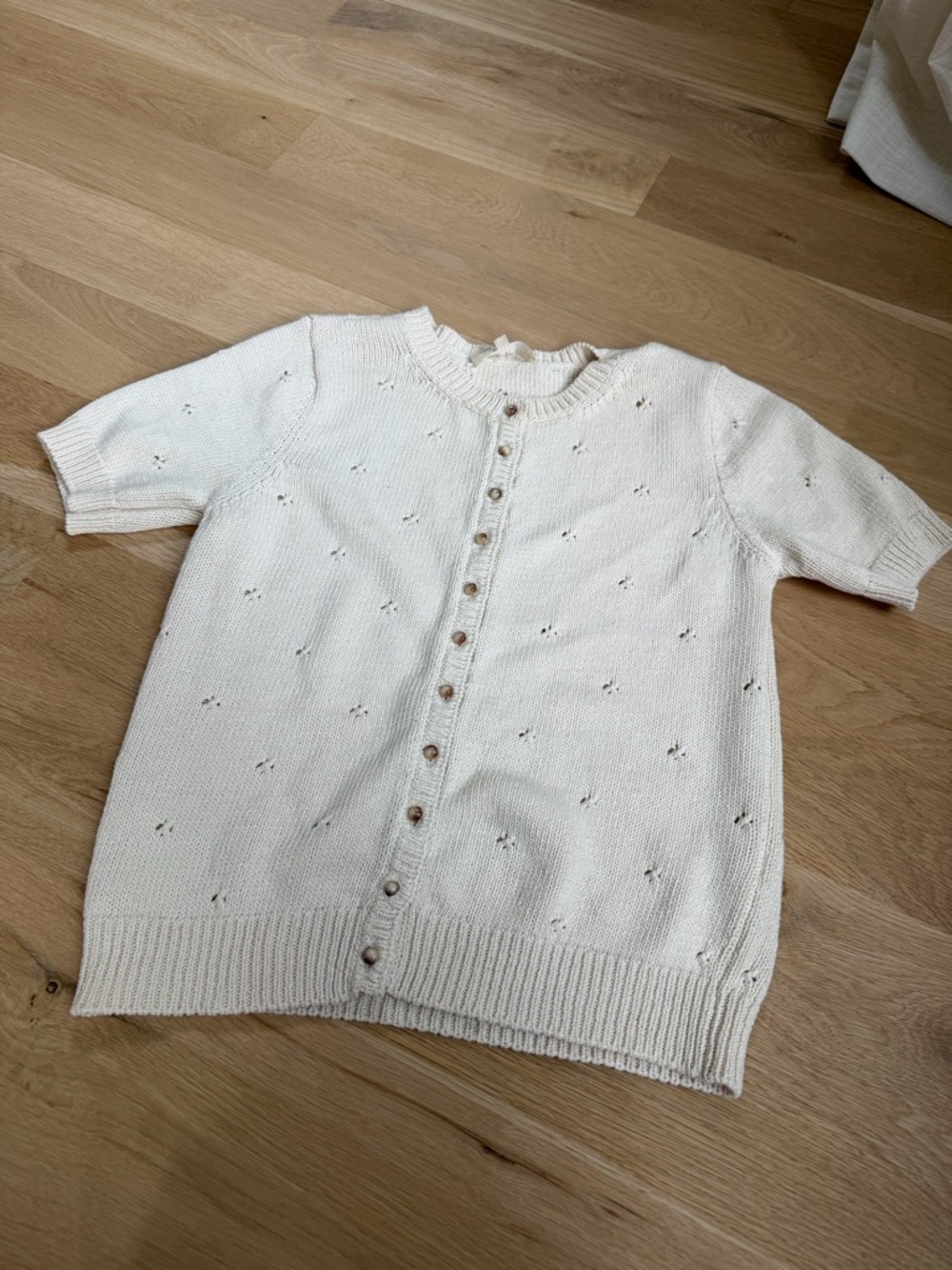 Sézane Button-Front Short Sleeve Cardigan